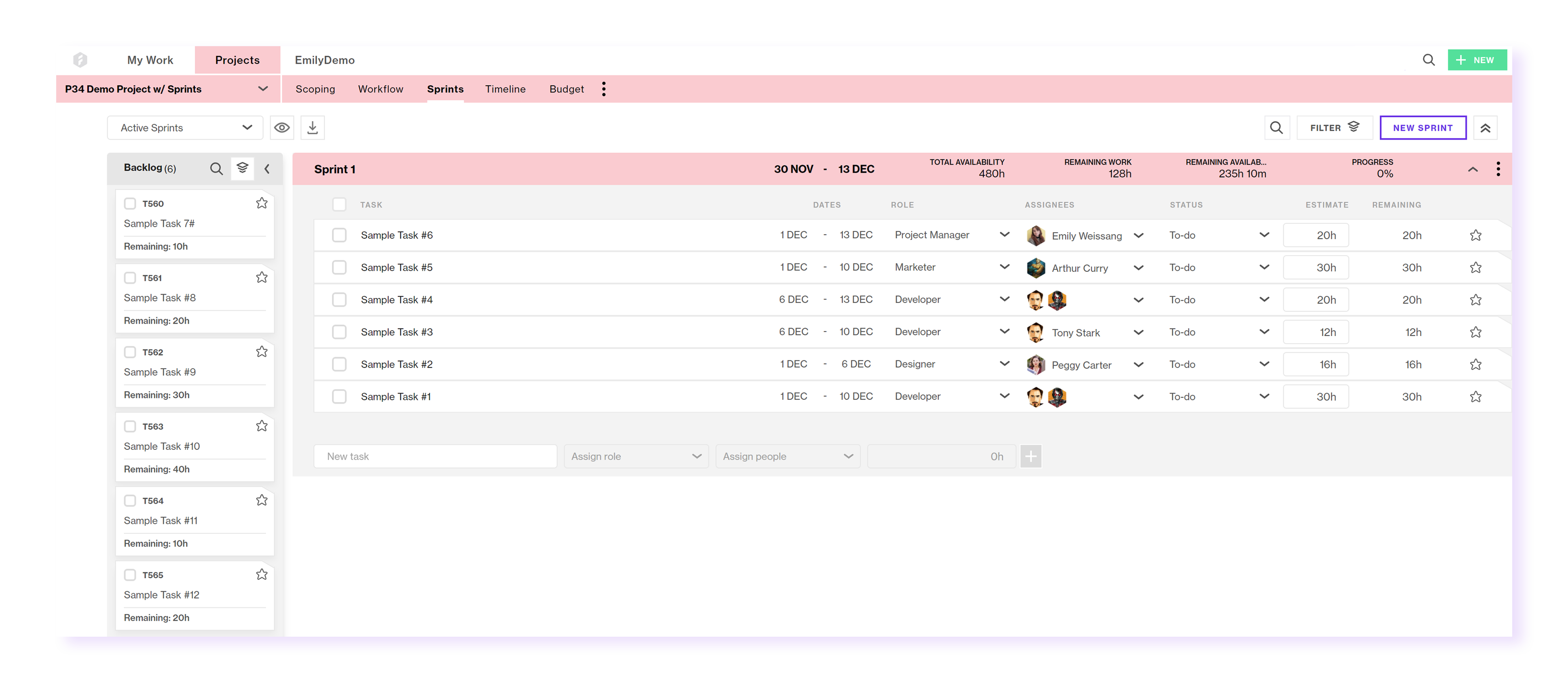 Scrum board example