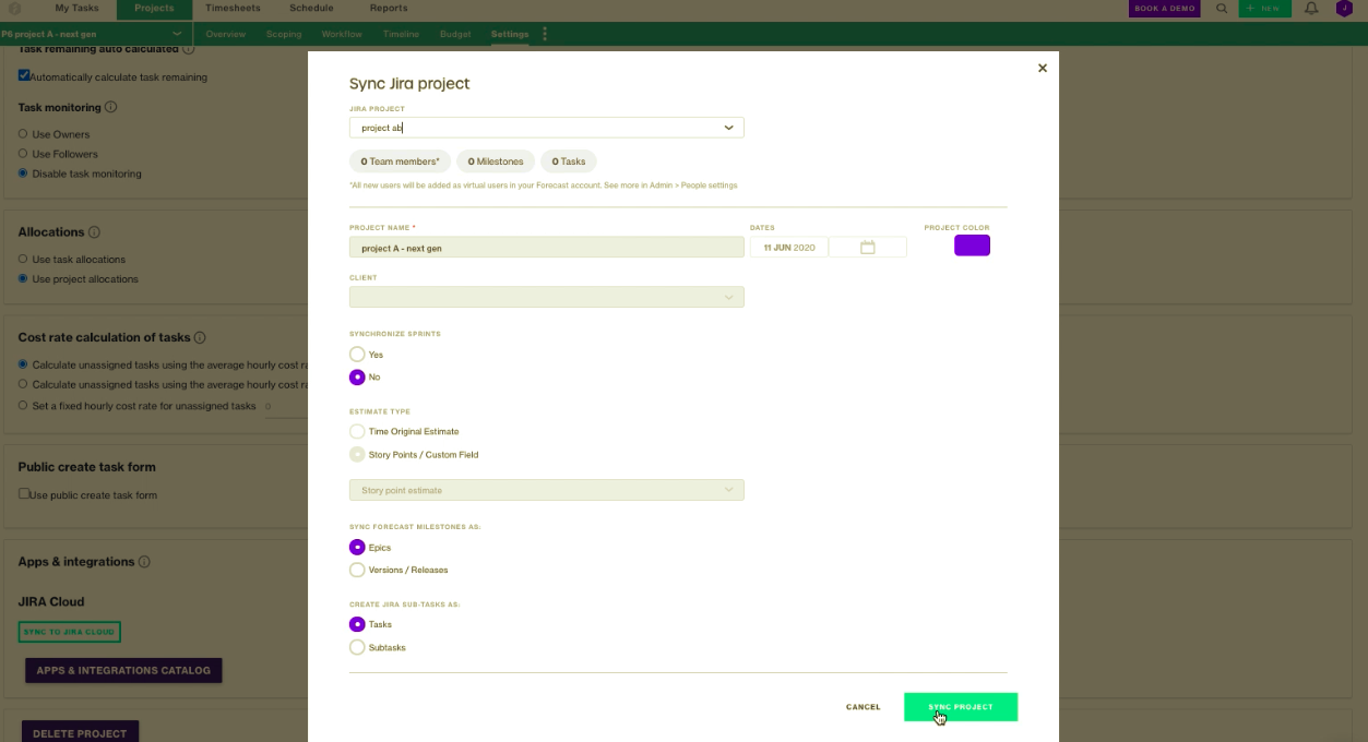 Sync Jira & Forecast